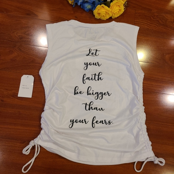 Bundle 2pc White Faith Tank Top (XL) & Black Leggings (L) - Picture 4 of 6